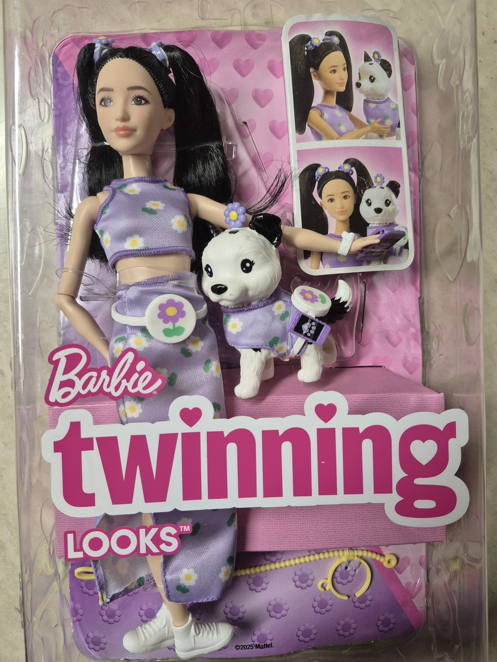 Barbie Twinning Looks Purple Daisy Doll & Puppy Set